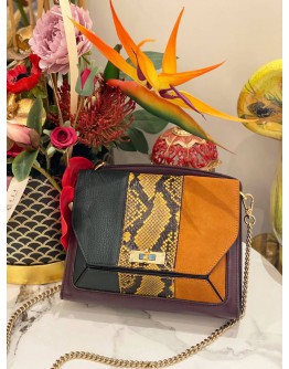 BALLY SOLID PYTHON ,SUEDE & LEATHER CHAIN BAG