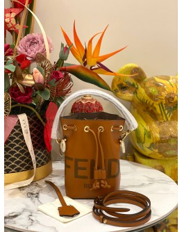 (UNUSED) FENDI MON TRESOR SMALL BROWN BUCKET BAG 