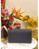 (LIKE NEW) CHANEL BOY MEDIUM IN NAVY BLUE CAVIAR LEATHER -FULL SET-