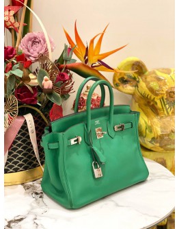 (LIKE NEW) HERMES BAMBOU SWIFT BIRKIN 25 PLATINUM HARDWARE