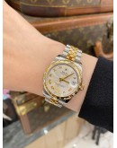 (LIKE NEW) YEAR 2015 ROLEX OYSTER PERPETUAL DATEJUST 31MM WHITE DIAMOND DIAL HALF 18K 750 GOLD JUBILEE REF 178343 -FULL SET-