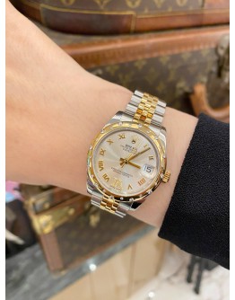 (LIKE NEW) YEAR 2015 ROLEX OYSTER PERPETUAL DATEJUST 31MM WHITE DIAMOND DIAL HALF 18K 750 GOLD JUBILEE REF 178343 -FULL SET-