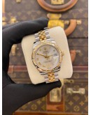 (LIKE NEW) YEAR 2015 ROLEX OYSTER PERPETUAL DATEJUST 31MM WHITE DIAMOND DIAL HALF 18K 750 GOLD JUBILEE REF 178343 -FULL SET-