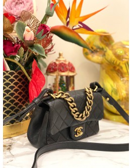 (LIKE NEW) CHANEL BLACK MINI TRAPEZIO FLAP QUILTED CROSSBODY BAG