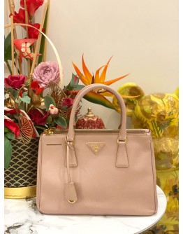 PRADA PINK GALLERIA SAFFIANO LUX LEATHER MEDIUM HANDLE BAG WITH ADJUSTABLE STTRAP 