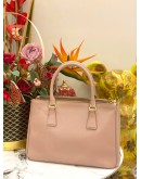 PRADA PINK GALLERIA SAFFIANO LUX LEATHER MEDIUM HANDLE BAG WITH ADJUSTABLE STTRAP 