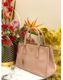 PRADA PINK GALLERIA SAFFIANO LUX LEATHER MEDIUM HANDLE BAG WITH ADJUSTABLE STTRAP 