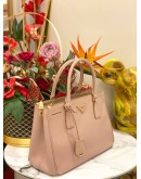 PRADA PINK GALLERIA SAFFIANO LUX LEATHER MEDIUM HANDLE BAG WITH ADJUSTABLE STTRAP 