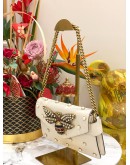 GUCCI NAPPA PEARL STUDDED QUEEN MARGARET BROADWAY BEE SHOULDER BAG IN OFF WHITE LEATHER 