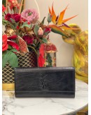 YSL SAINT LAURENT BLACK BELLE DE JOUR CALFSKIN LEATHER CLUTCH