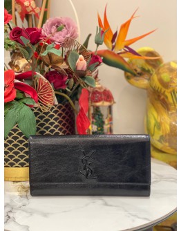 YSL SAINT LAURENT BLACK BELLE DE JOUR CALFSKIN LEATHER CLUTCH