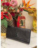 YSL SAINT LAURENT BLACK BELLE DE JOUR CALFSKIN LEATHER CLUTCH