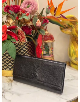 YSL SAINT LAURENT BLACK BELLE DE JOUR CALFSKIN LEATHER CLUTCH
