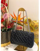 (LIKE NEW) CHANEL MEDIUM DOUBLE FLAP BAG IN BLACK LAMBSKIN LEATHER 
