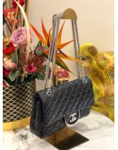 (LIKE NEW) CHANEL MEDIUM DOUBLE FLAP BAG IN BLACK LAMBSKIN LEATHER 