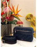 (LIKE NEW) CHRISTIAN DIOR MINI SAFARI WITH CROSSBODY STRAP IN BLACK DIOR OBLIQUE JACQUARD AND GRAINED CALFSKIN LEATHER