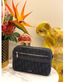 (LIKE NEW) CHRISTIAN DIOR MINI SAFARI WITH CROSSBODY STRAP IN BLACK DIOR OBLIQUE JACQUARD AND GRAINED CALFSKIN LEATHER