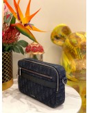 (LIKE NEW) CHRISTIAN DIOR MINI SAFARI WITH CROSSBODY STRAP IN BLACK DIOR OBLIQUE JACQUARD AND GRAINED CALFSKIN LEATHER