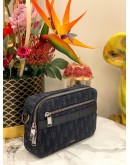 (LIKE NEW) CHRISTIAN DIOR MINI SAFARI WITH CROSSBODY STRAP IN BLACK DIOR OBLIQUE JACQUARD AND GRAINED CALFSKIN LEATHER