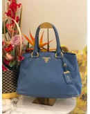 PRADA VITELLO BLUE DAINO LEATHER TOTE 