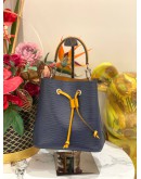 LOUIS VUITTON NEONOE BLUE EPI LEATHER BUCKET BAG WITH YELLOW LEATHER TRIM 