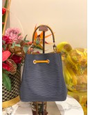 LOUIS VUITTON NEONOE BLUE EPI LEATHER BUCKET BAG WITH YELLOW LEATHER TRIM 