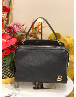 BALLY SIGNATURE B LOGO TWO WAY HANDBAG IN BLACK LEATHER
