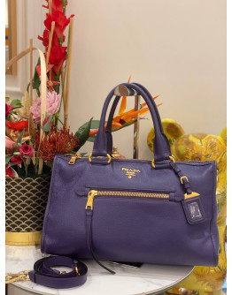 PRADA BL0805 HANDLE BAG VIOLA VITELLO DAINO SOFT LEATHER WITH ZIPPED AND LEATHER STRAP