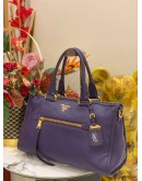 PRADA BL0805 HANDLE BAG VIOLA VITELLO DAINO SOFT LEATHER WITH ZIPPED AND LEATHER STRAP