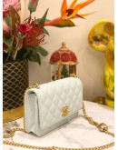 (LIKE NEW) 2024 MICROCHIP CHANEL WALLET ON CHAIN SWEETHEART LIGHT BLUE CAVIAR LEATHER BAG GHW