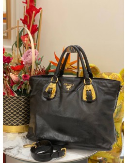 PRADA VITELLO DAINO TOTE IN BLACK 