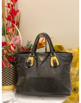 PRADA VITELLO DAINO TOTE IN BLACK 