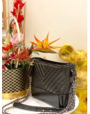 2019 CHANEL LARGE CHEVRON GABRIELLE BLACK HOBO BAG -FULL SET-