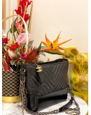 2019 CHANEL LARGE CHEVRON GABRIELLE BLACK HOBO BAG -FULL SET-