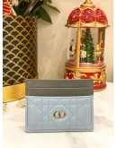 (LIKE NEW) CHRISTIAN DIOR CARO FREESIA CARD HOLDER CLOUD BLUE SUPPLE CANNAGE CALFSKIN