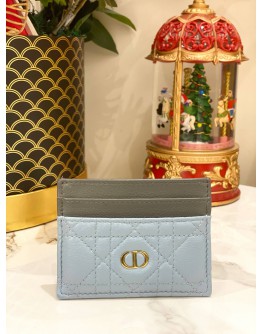 (LIKE NEW) CHRISTIAN DIOR CARO FREESIA CARD HOLDER CLOUD BLUE SUPPLE CANNAGE CALFSKIN
