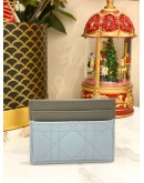(LIKE NEW) CHRISTIAN DIOR CARO FREESIA CARD HOLDER CLOUD BLUE SUPPLE CANNAGE CALFSKIN