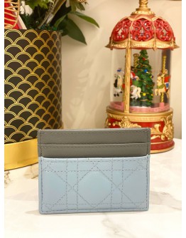 (LIKE NEW) CHRISTIAN DIOR CARO FREESIA CARD HOLDER CLOUD BLUE SUPPLE CANNAGE CALFSKIN