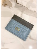 (LIKE NEW) CHRISTIAN DIOR CARO FREESIA CARD HOLDER CLOUD BLUE SUPPLE CANNAGE CALFSKIN
