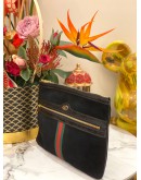 (BRAND NEW) GUCCI OPHIDIA GG BLACK SUEDE LEATHER CLUTCH BAG