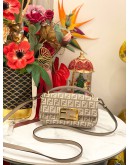 (LIKE NEW) FENDI BAGUETTE CHENILLE VITELLO SETA FF MINI CHAIN BAG