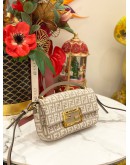 (LIKE NEW) FENDI BAGUETTE CHENILLE VITELLO SETA FF MINI CHAIN BAG