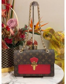 2016 LOUIS VUITTON CHERRY VICTOIRE MONOGRAM CANVAS WITH RED CALFSKIN LEATHER CHAIN BAG
