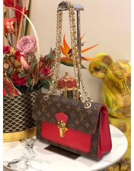 2016 LOUIS VUITTON CHERRY VICTOIRE MONOGRAM CANVAS WITH RED CALFSKIN LEATHER CHAIN BAG