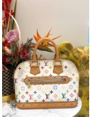 LOUIS VUITTON ALMA MM MULTICOLOR IN WHITE CANVAS GOLD HARDWARE DOUBLE ZIP CLOSURE HANDLE BAG