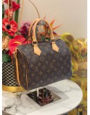 LOUIS VUITTON SPEEDY 25 BROWN MONOGRAM CANVAS HANDLE BAG WITH ADJUSTABLE STRAP  