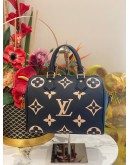 LOUIS VUITTON SPEEDY BANDOULIERE 25 BI COLOR MONOGRAM EMPREINTE LEATHER HANDLE BAG WITH ADJUSTABLE STRAP  