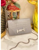 (LIKE NEW) TOD'S CROCODILE EMBOSSED CROSSBODY CHAIN BAG 