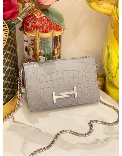 (LIKE NEW) TOD'S CROCODILE EMBOSSED CROSSBODY CHAIN BAG 