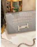 (LIKE NEW) TOD'S CROCODILE EMBOSSED CROSSBODY CHAIN BAG 